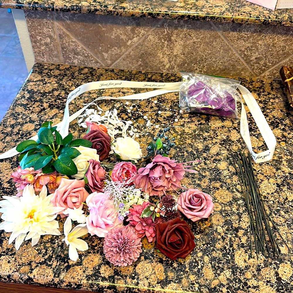 Purple flowers with stems